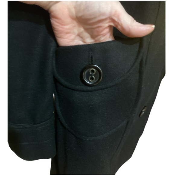 Anthropologie Tulle Black Wool Blend Peacoat Coat for Women size L - Picture 12 of 12